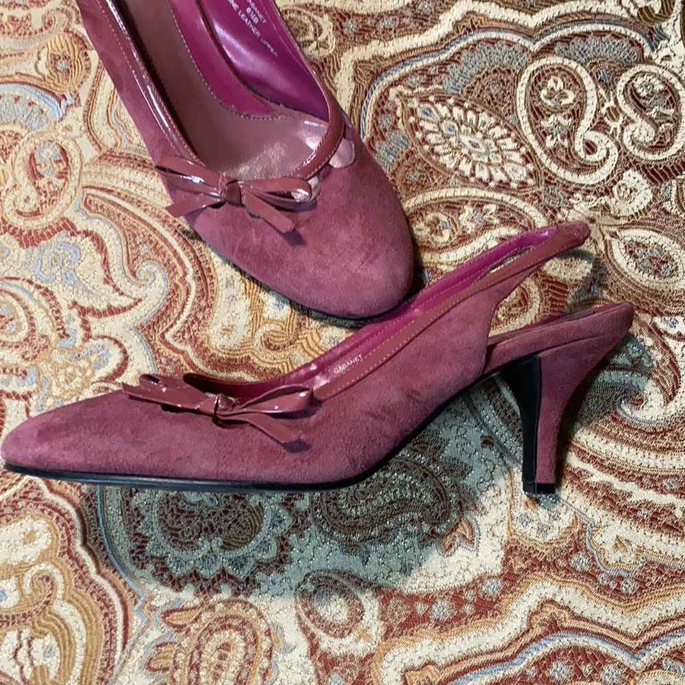 dusty raspberry genuine suede sling backs - Picture 2 of 3